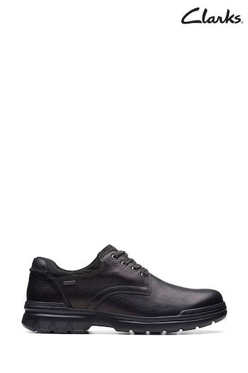 Clarks Black Leather Rockie Walk GTX Shoes (AH6842) | £130