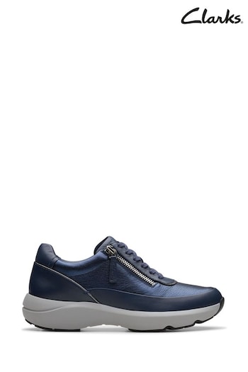 Clarks Blue Standard Fit (D) Leather Tivoli Zip Shoes (AH6863) | £80