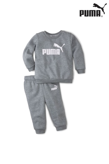 Puma Grey Essentials Minicats Baby Unisex Crew Neck & Joggers Set (AH9223) | £25