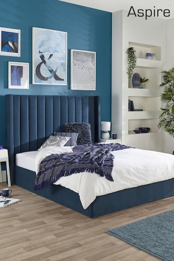 Aspire Furniture Blue Helix End Lift Ottoman Storage Bed (AJ0091) | £550 - £590