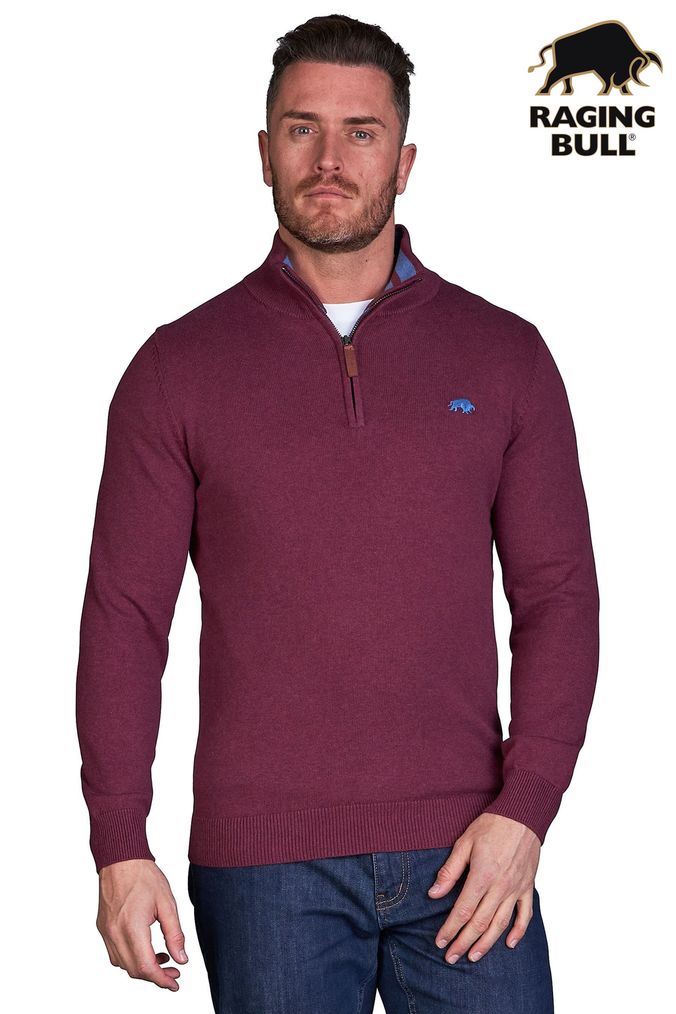 Buy Men s Raging Bull Zip Neck Knitwear Online Next UK