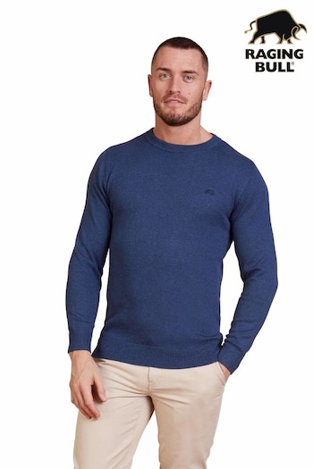 Raging Bull Blue Classic Crew Neck Knit Jumper (AJ0156) | £80 - £90