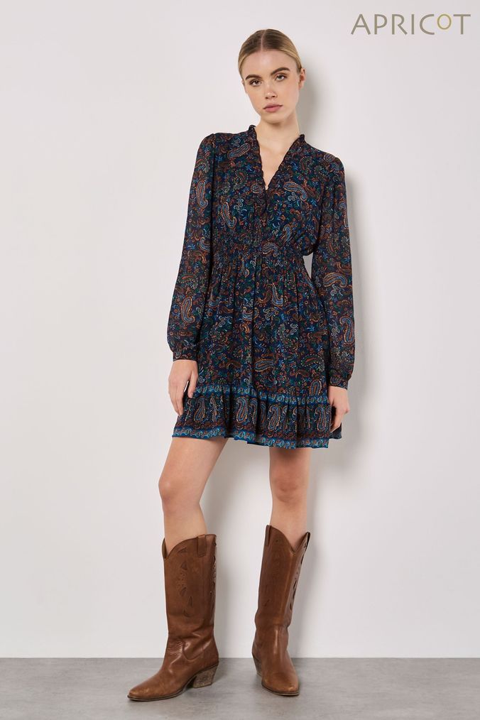 Bijoux petite frill mini dress apricot deals