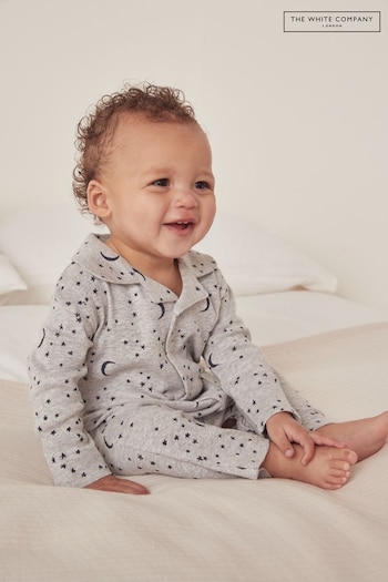 The White Company Natural Organic Cotton Moon And Star Sleepsuit (AJ0331) | £22