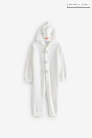 The White Company 100% Organic Cotton Snowman Knitted White Romper (AJ0334) | £38