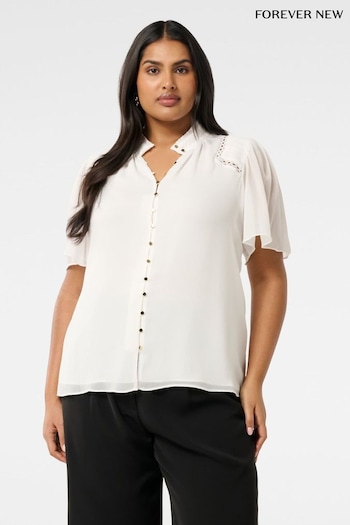 Forever New White Georgie Curve Trim Insert Top (AJ0382) | £40