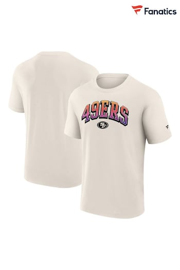 Fanatics NFL San Francisco 49 Gradient Short Sleeve Crew 100% Cotton White T-Shirt (AJ0384) | £35