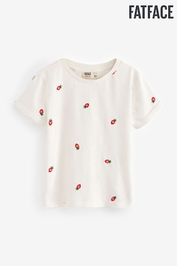 FatFace White Fruit Emb 100% Cotton T-Shirt (AJ0442) | £14