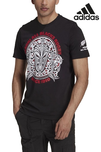 adidas Black 100% Cotton Maori Graphic T-Shirt (AJ1108) | £35