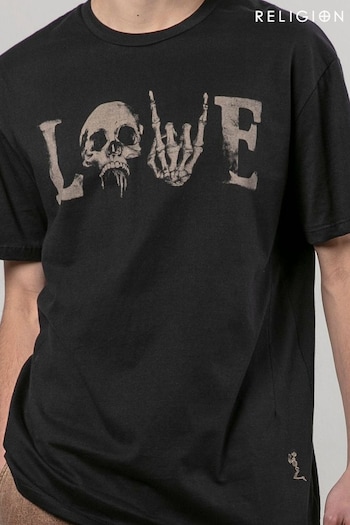 Religion Black Love 100% Cotton T-Shirt (AJ2622) | £35