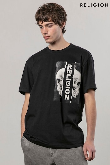 Religion Black Ripped 100% Cotton T-Shirt (AJ2649) | £35