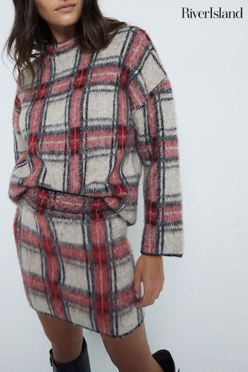 River Island Red Long Sleeve Tartan Jumper (AJ3481) | £45