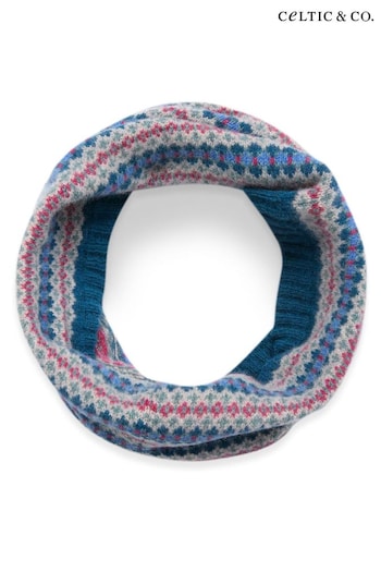 Celtic & Co. Blue Lambswool Fair Isle Snood (AJ3821) | £0