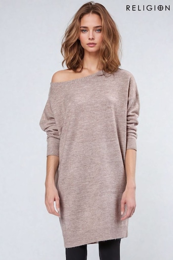 Religion Natural Nebula Knitted off the Shoulder Tunic Dress (AJ4648) | £70