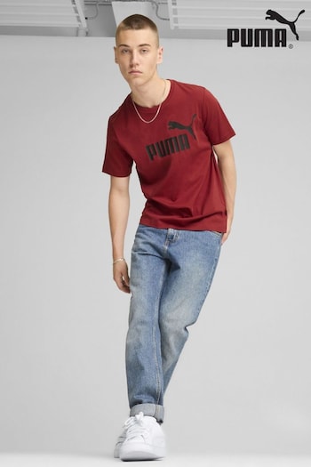 Puma Red Mens Essentials Logo 100% Cotton T-Shirt (AJ4793) | £21