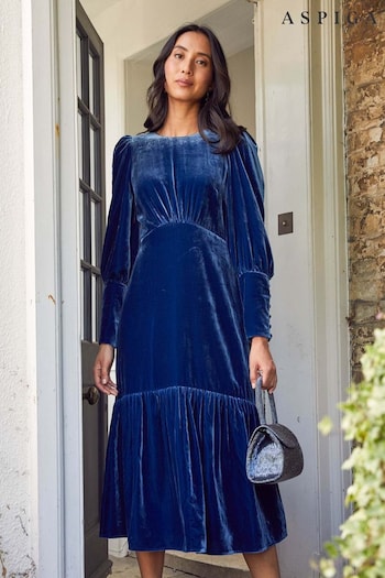 Aspiga Blue Esmee Velvet Dress (AJ5223) | £240