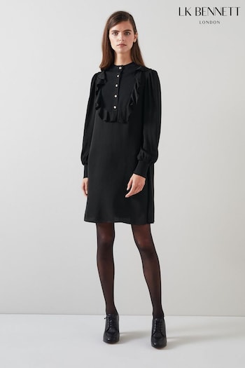 LK Bennett Black Daisy Crepe Dress With Knit Trim (AJ5469) | £299