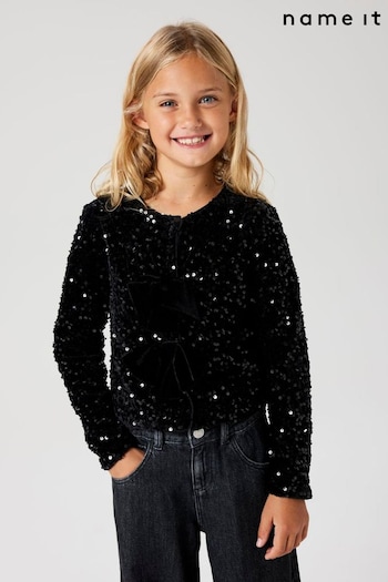 Name It Black Long Sleeve Sequin Bow Cardigan (AJ5898) | £34