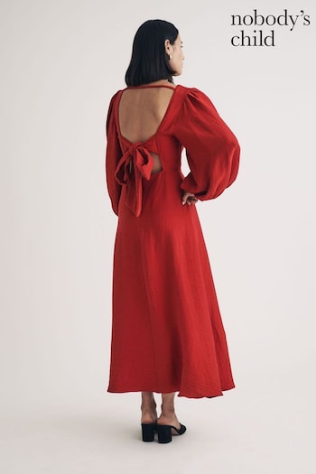 Nobodys Child Red Bow Back Zola Midaxi Dress (AJ6033) | £130