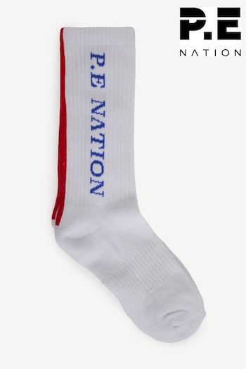 P.E Nation White Industry Crew Socks (AJ6282) | £15