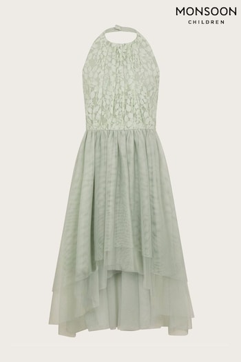 Monsoon Green Hayley Halter Lace Prom Dress (AJ6341) | £52 - £57