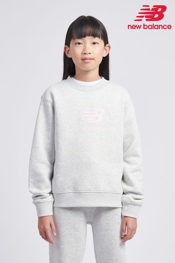 New Balance Grey Girls Stacked Logo Sweatshirt (AJ6425) | £40 - £48