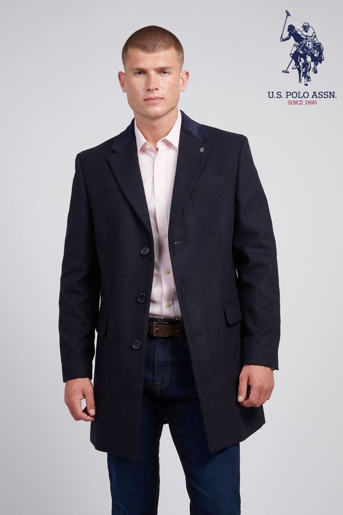 Mens royal blue overcoat sales