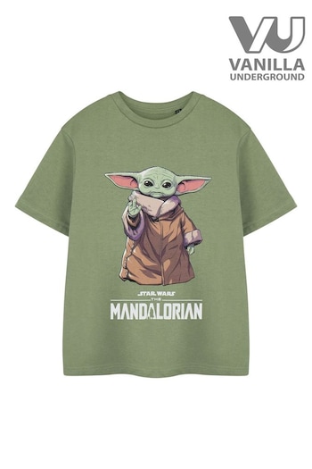 Vanilla Underground Green Boys Star Wars Mandalorian Licensed 100% Cotton T-Shirt (AJ6703) | £14