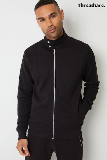 Threadbare Black Zip Up Popper Collar Pique Jacket (AJ6810) | £28