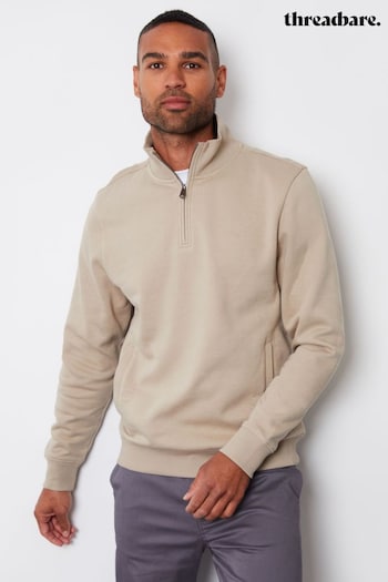 Threadbare Light Stone 1/4 Zip Neck Sweatshirt (AJ6860) | £22