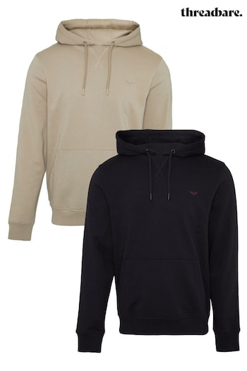 Threadbare Stone/Black Pull-Over Hoodies 2 Pack (AJ6876) | £42