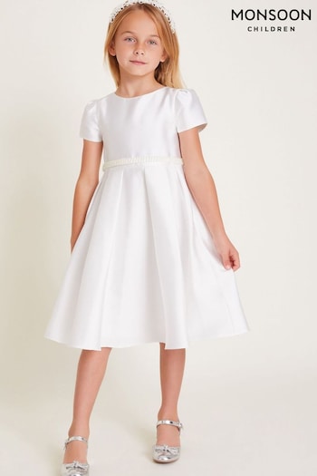 Monsoon Natural Henrietta Pearl Belt Dress (AJ7089) | £56 - £66