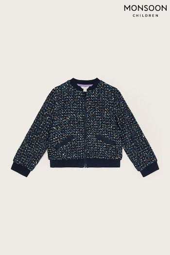 Monsoon Blue Sparkle Tweed Bomber Jacket (AJ7124) | £35 - £39