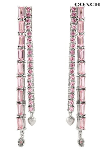 COACH Pink Signature Charm Tennis Earrings (AJ7176) | £125