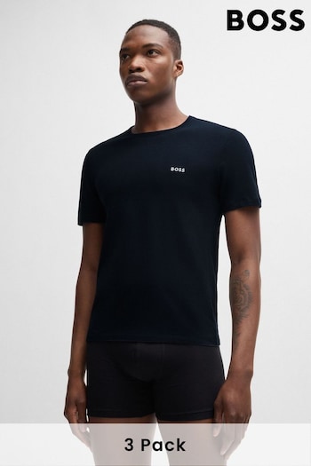 BOSS Black BOSS Cotton Embroidered Logo Underwear T-Shirts 3 Pack (AJ7241) | £45