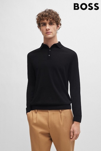 BOSS Black Polo Collar Virgin Wool Sweater (AJ7310) | £169