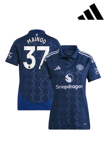 adidas Blue Manchester United EPL Away Shirt 2024-25 - Womens Mainoo 37 Printing (AJ7390) | £95