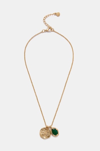 Mint Velvet Gold Tone Green Stone Chain Pendant (AJ7392) | £29