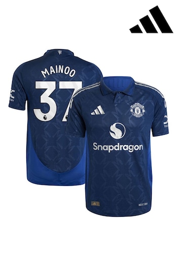 adidas Blue Manchester United EPL Away Authentic Shirt 2024-25 - Mainoo 37 Printing (AJ7432) | £125