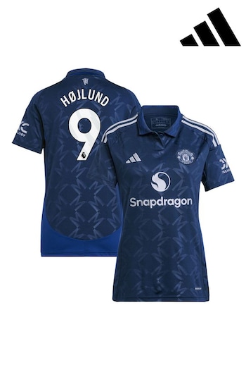 adidas Blue Manchester United EPL Away Shirt 2024-25 Womens - Hojlund 9 Printing (AJ7459) | £95