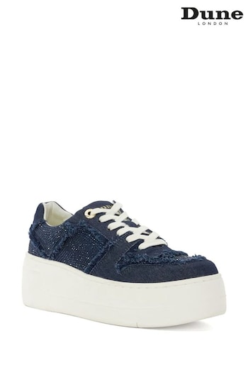 Dune London Blue Evangelyn Flatform Lace-Up Trainers (AJ7689) | £100