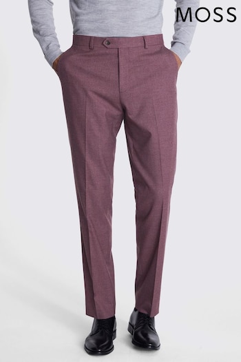 MOSS Red Tailored Fit Mulberry Flannel Trousers (AJ7832) | £80