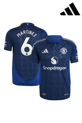 adidas Blue Manchester United EPL Away Authentic Football Shirt 2024-25 - Martinez 6 Printing (AJ8248) | £125