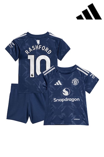 adidas Blue Manchester United EPL Away Hooded Kit 2024-25 - Rashford 10 Printing (AJ8249) | £55