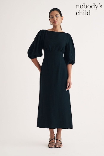 Nobodys Child Black Hannah Plain Midaxi Dress (AJ8406) | £120