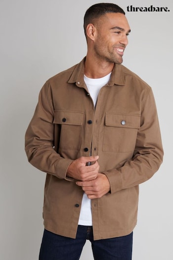 Threadbare Brown Twill Button Up 100% Cotton Shacket (AJ8436) | £35