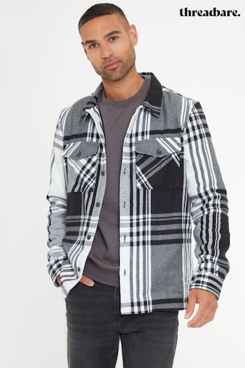 Threadbare Black Brushed Check Shacket (AJ8446) | £32