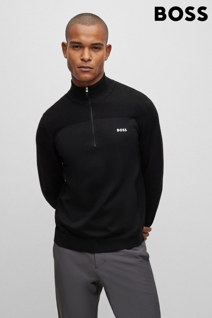 Buy Men s BOSS Jumpers Zip Neck Knitwear Online Next UK