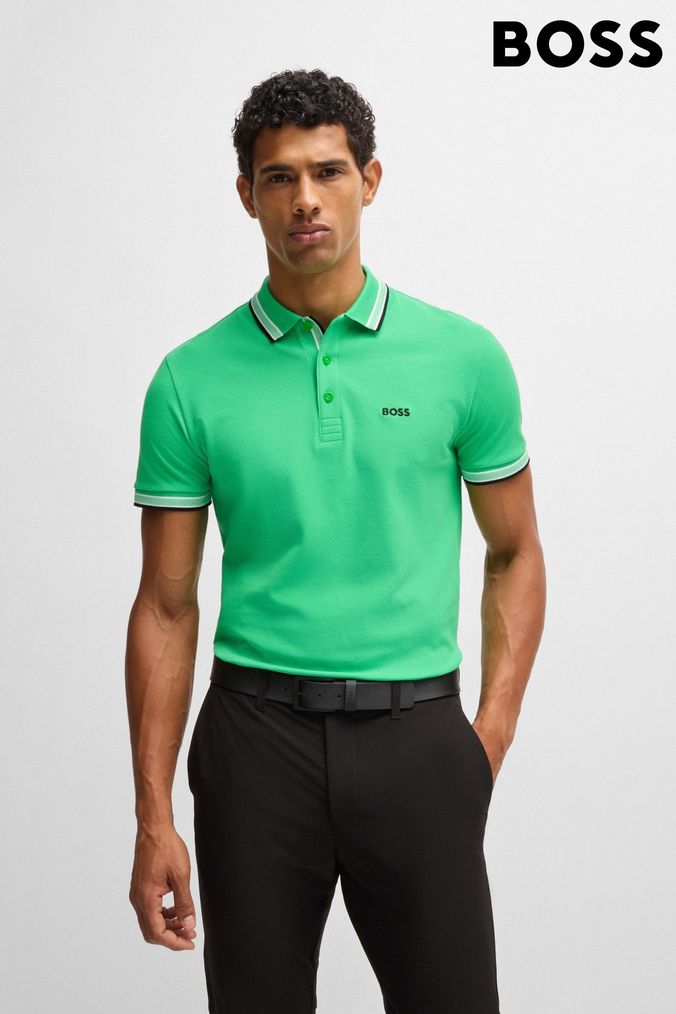 Buy Men s BOSS Short Sleeve Green Casual Online Next UK