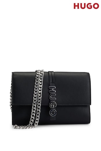 HUGO Black Logo Lettering Clutch Bag in Faux Leather (AJ8603) | £119